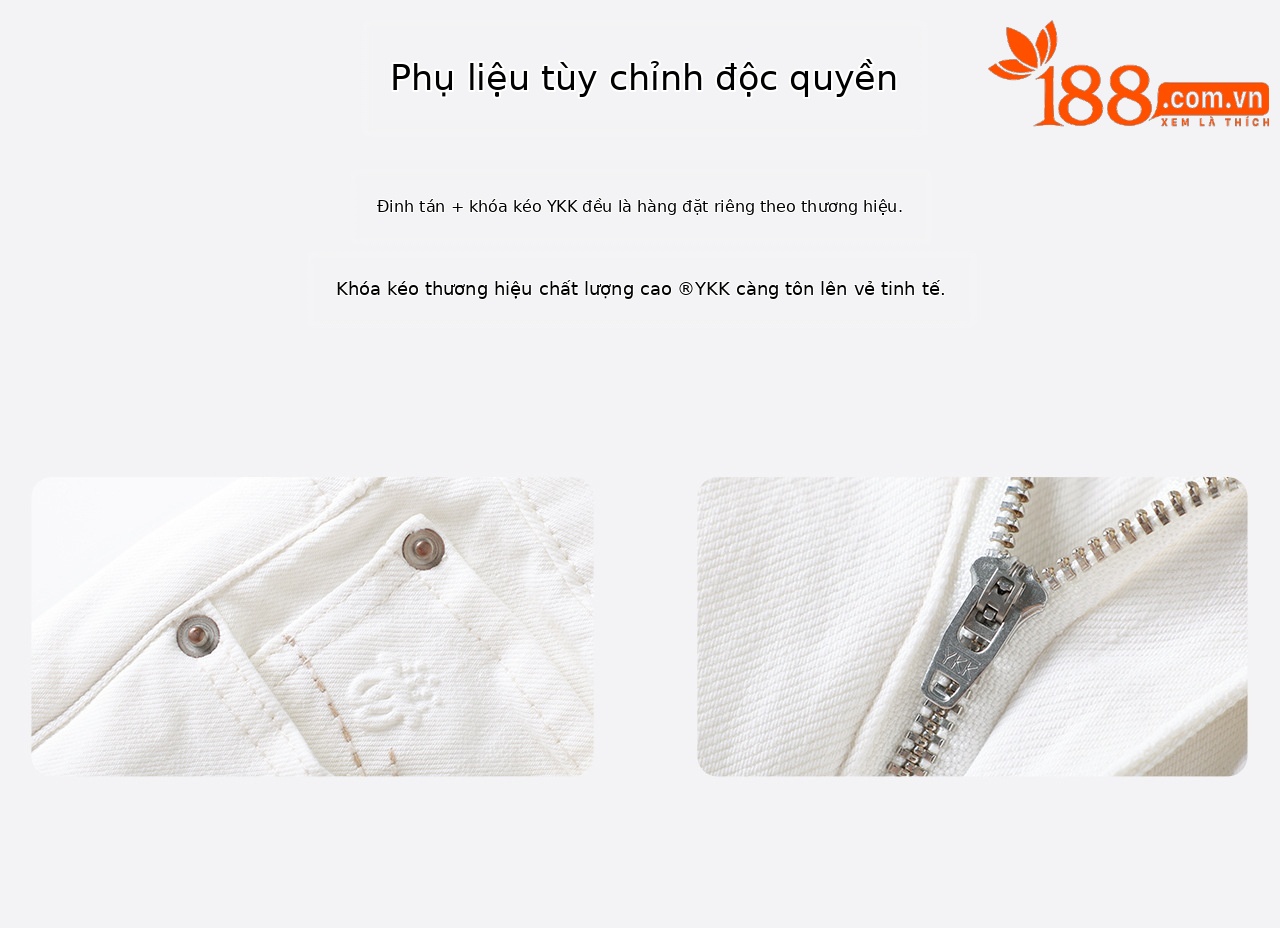 Quần jean nữ cạp cao ống rộng vải lụa cotton co giãn bốn chiều mỏng nhẹ mùa hè — màu trắng chi tiết 12