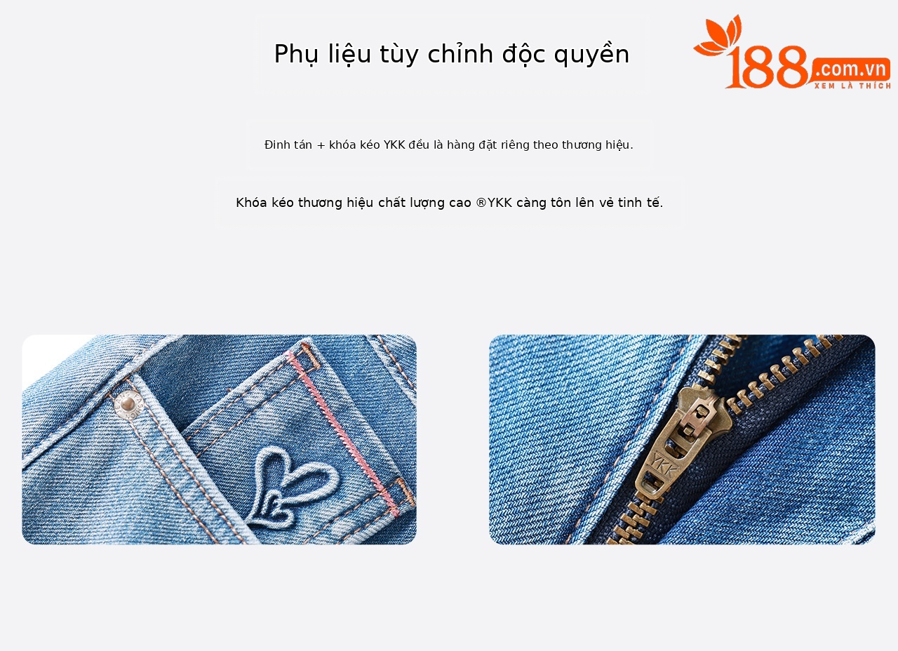 Quần jean nữ ống loe nhẹ co giãn 4 chiều, cạp cao ôm eo, in hình trái tim — xanh lam chi tiết 12