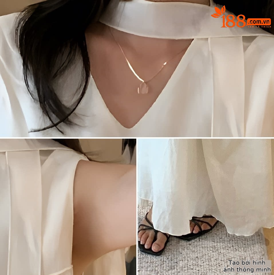 Bộ áo hai dây kết hợp chân váy midi nữ tính chất tơ tằm phong cách Hàn Quốc — màu cam, màu mơ chi tiết 7