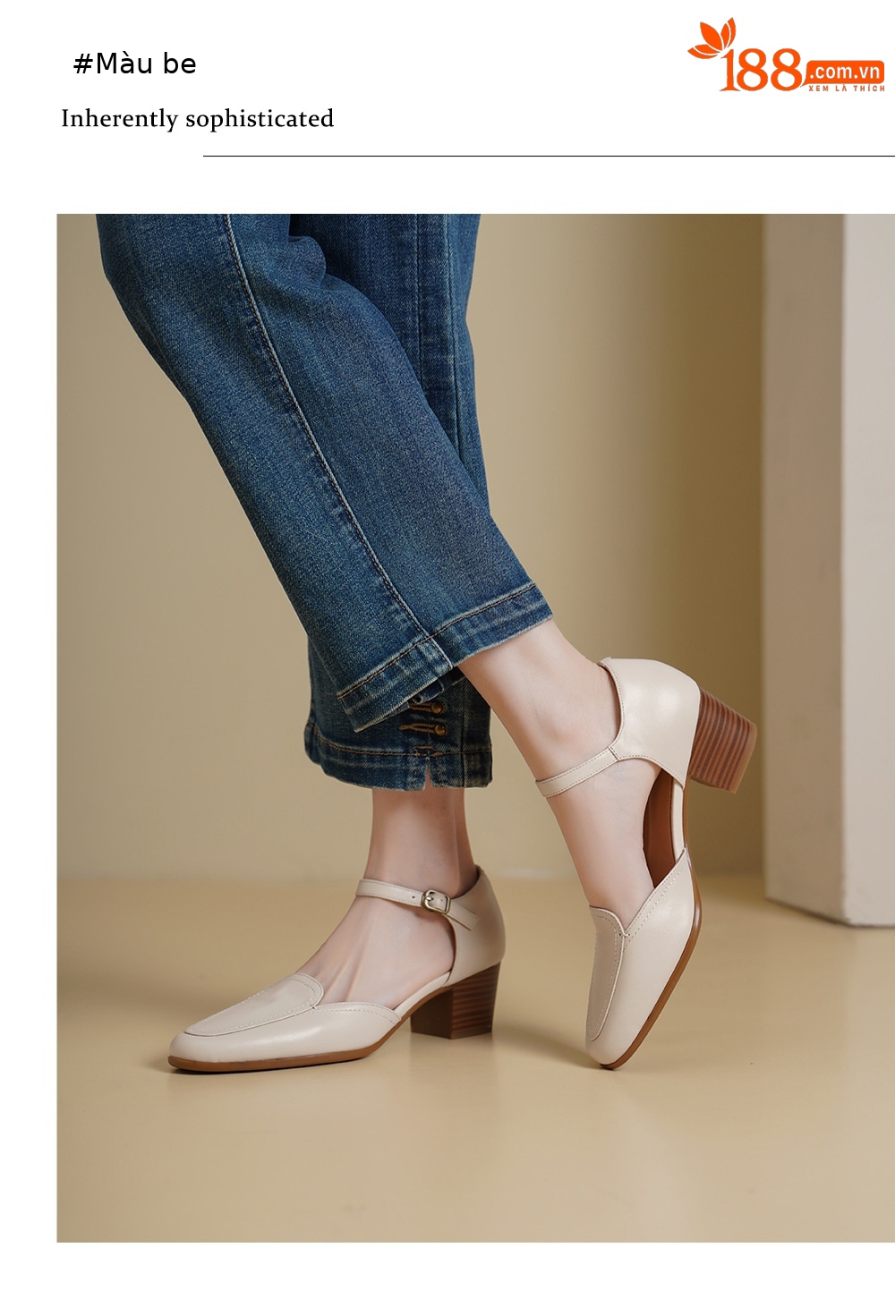 Giày sandal cao gót nữ quai ngang mũi vuông gót 5 cm kiểu Mary Jane — đen chi tiết 4