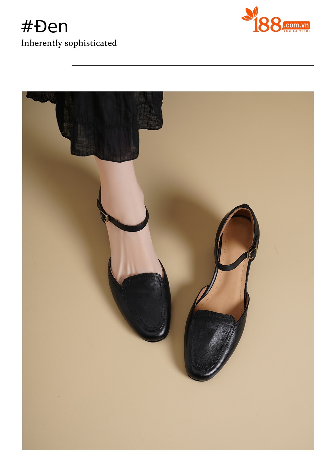 Giày sandal cao gót nữ quai ngang mũi vuông gót 5 cm kiểu Mary Jane — đen chi tiết 7