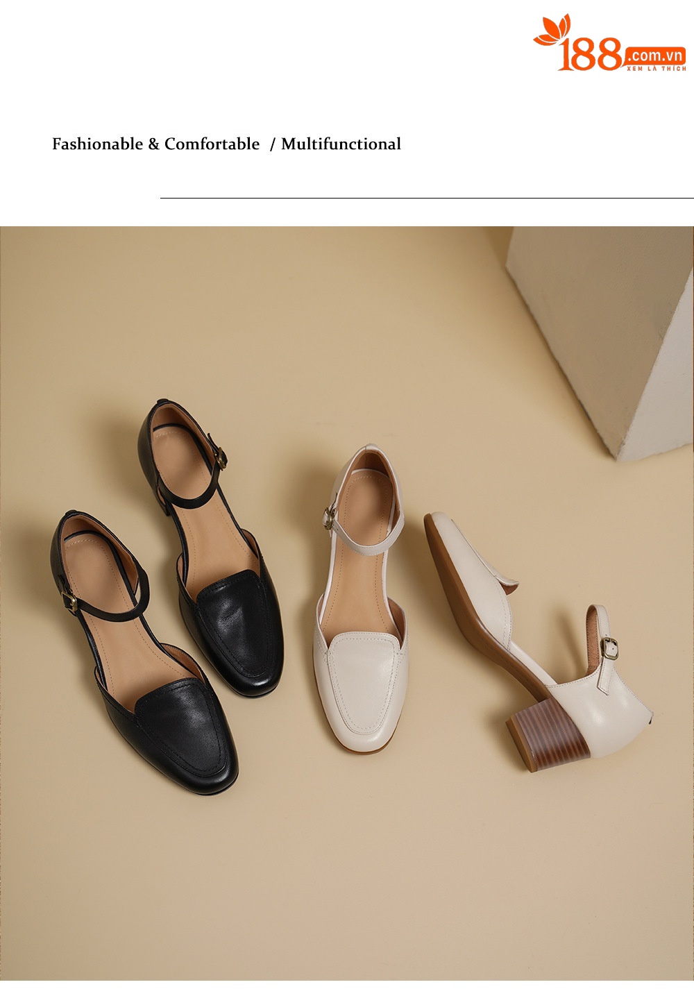 Giày sandal cao gót nữ quai ngang mũi vuông gót 5 cm kiểu Mary Jane — đen chi tiết 11