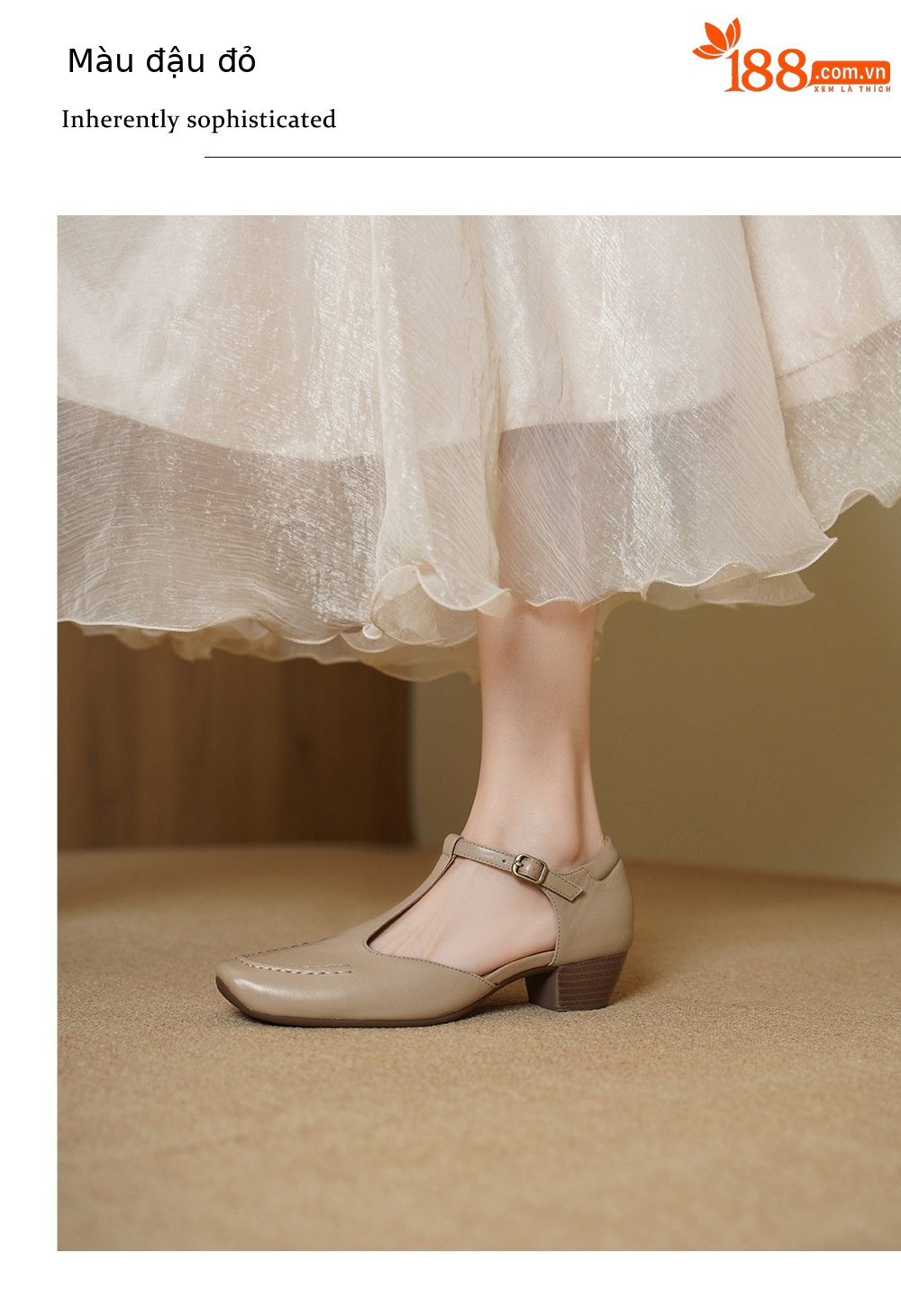 Sandal nữ cao gót mũi nhọn quai chữ T da cừu, gót 5 cm — đen chi tiết 3