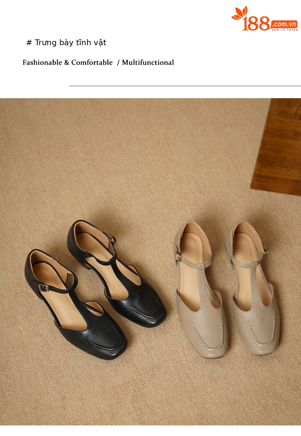Sandal nữ cao gót mũi nhọn quai chữ T da cừu, gót 5 cm — đen chi tiết 11