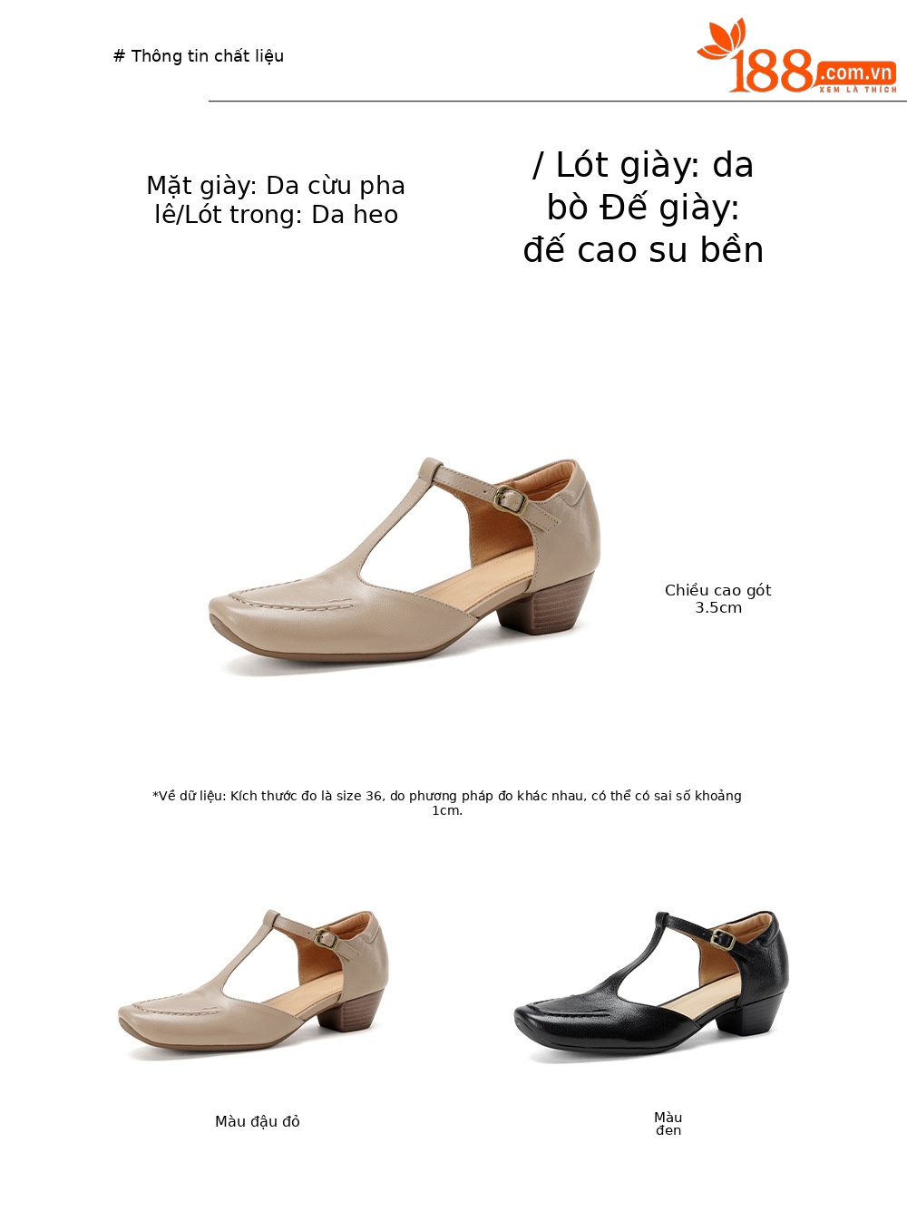 Sandal nữ cao gót mũi nhọn quai chữ T da cừu, gót 5 cm — đen chi tiết 2