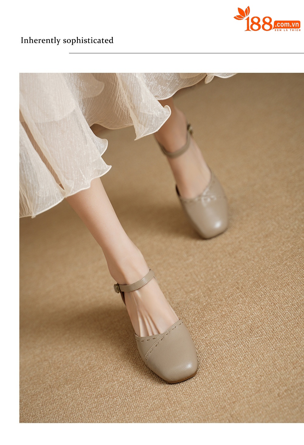 Giày sandal cao gót nữ quai ngang mũi vuông gót 6 cm — đen chi tiết 5