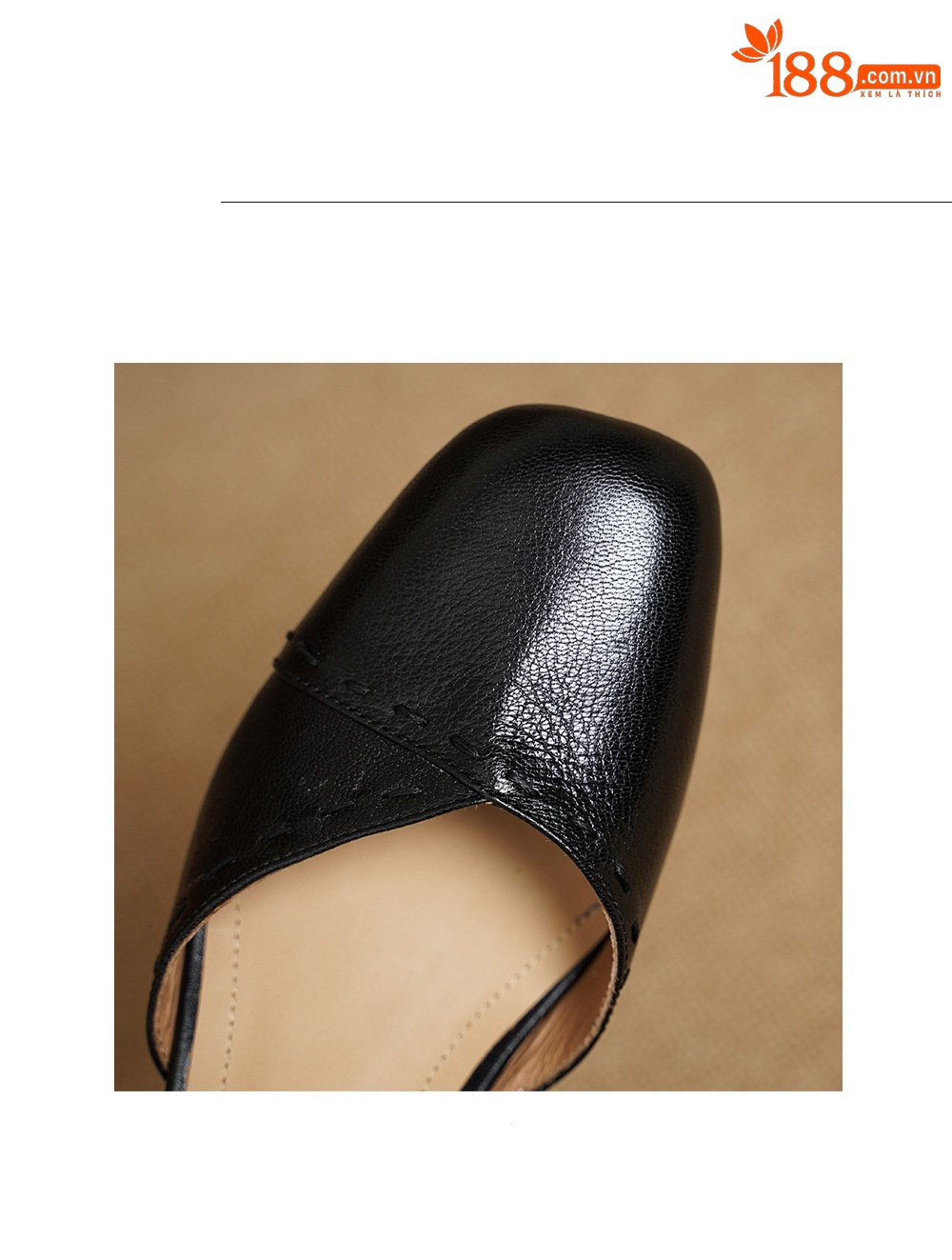 Giày sandal cao gót nữ quai ngang mũi vuông gót 6 cm — đen chi tiết 16