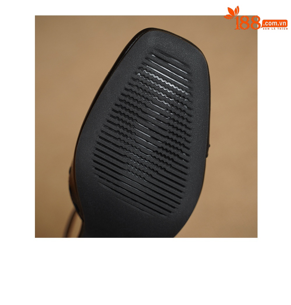 Giày sandal cao gót nữ quai ngang mũi vuông gót 6 cm — đen chi tiết 19