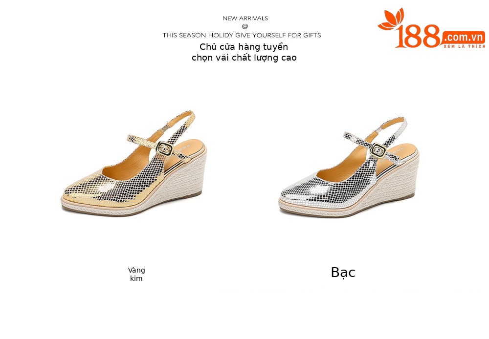 Sandal cao gót nữ mũi nhọn quai ngang đế xuồng gót 9 cm — màu vàng, bạc chi tiết 4