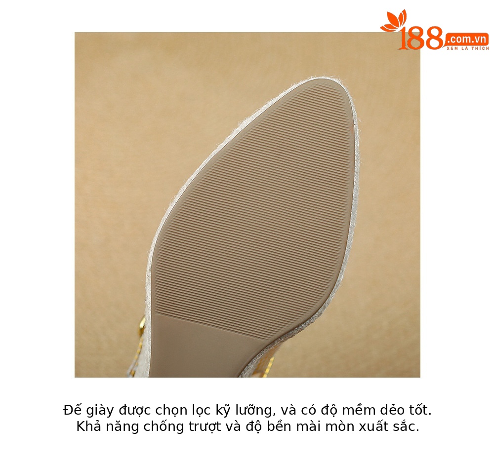 Sandal cao gót nữ mũi nhọn quai ngang đế xuồng gót 9 cm — màu vàng, bạc chi tiết 21