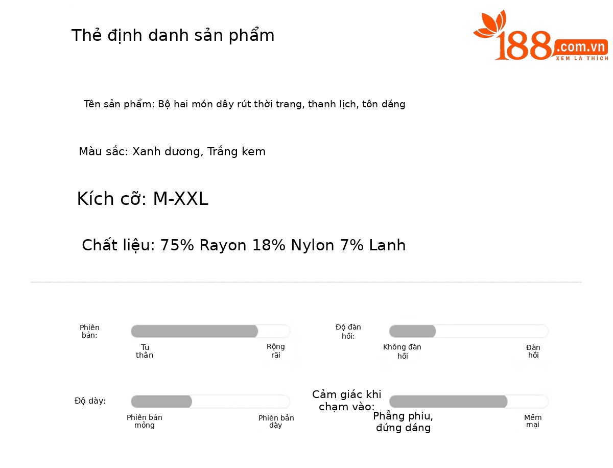 Bộ quần áo nữ hai mảnh áo sơ mi cổ bẻ phối quần ống đứng mùa hè 2026 — xanh lam, màu trắng ngà chi tiết 13