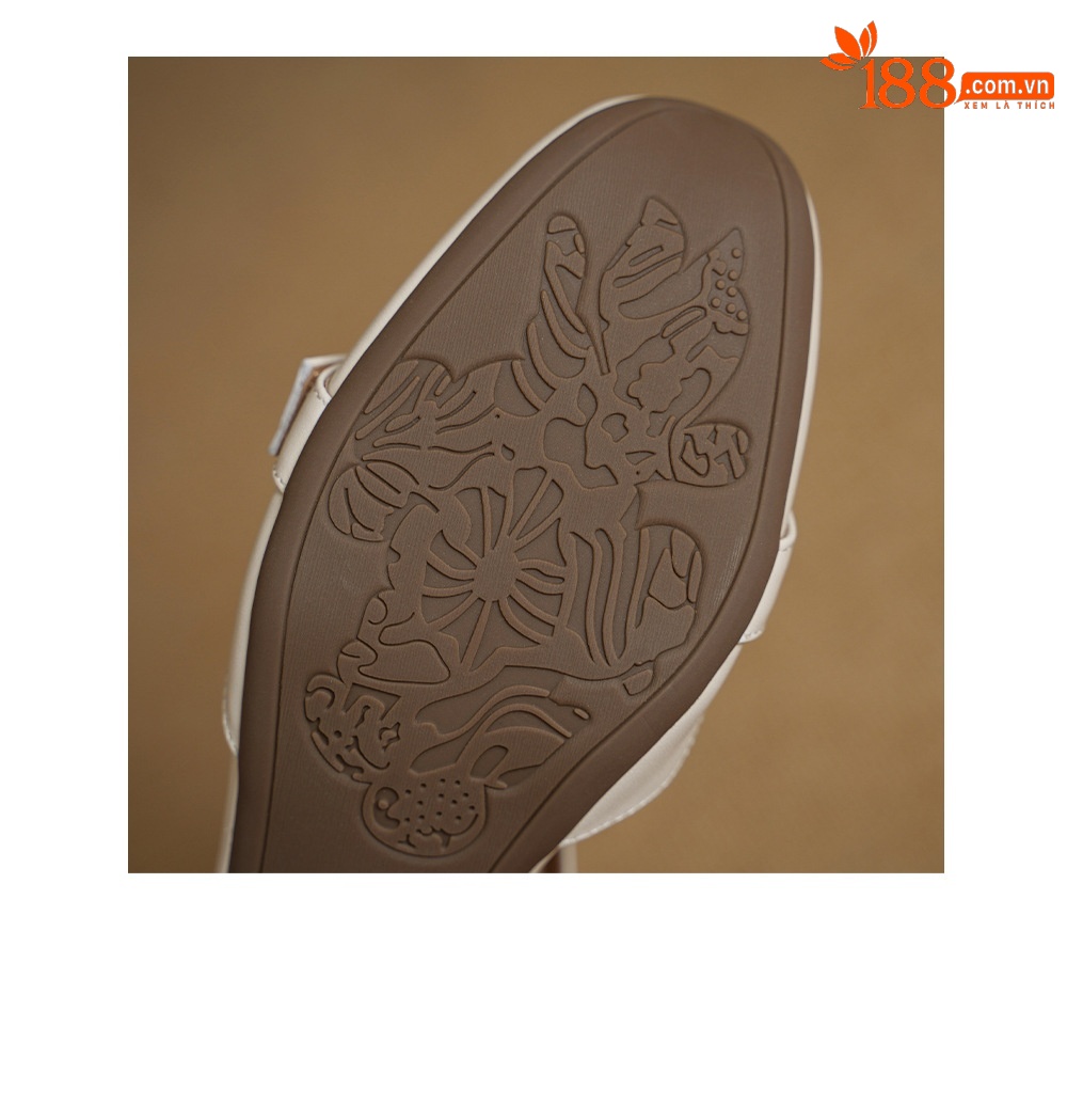 Sandal nữ gót thấp 3,5 cm đầu vuông quai ngang có khóa, phong cách thanh lịch — màu trắng ngà chi tiết 19