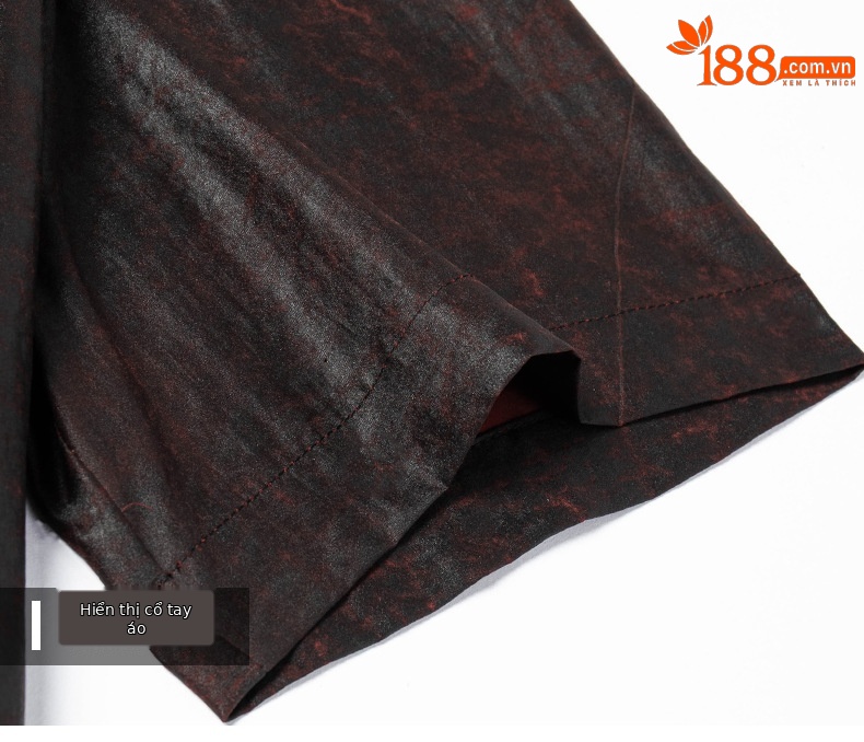 Áo sơ mi nam ngắn tay cổ đứng phong cách Đường trang quốc triều — Da đen 26629 chi tiết 15