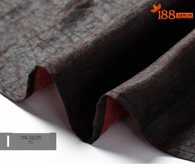 Áo sơ mi nam ngắn tay cổ đứng phong cách Đường trang quốc triều — Da đen 26629 chi tiết 16
