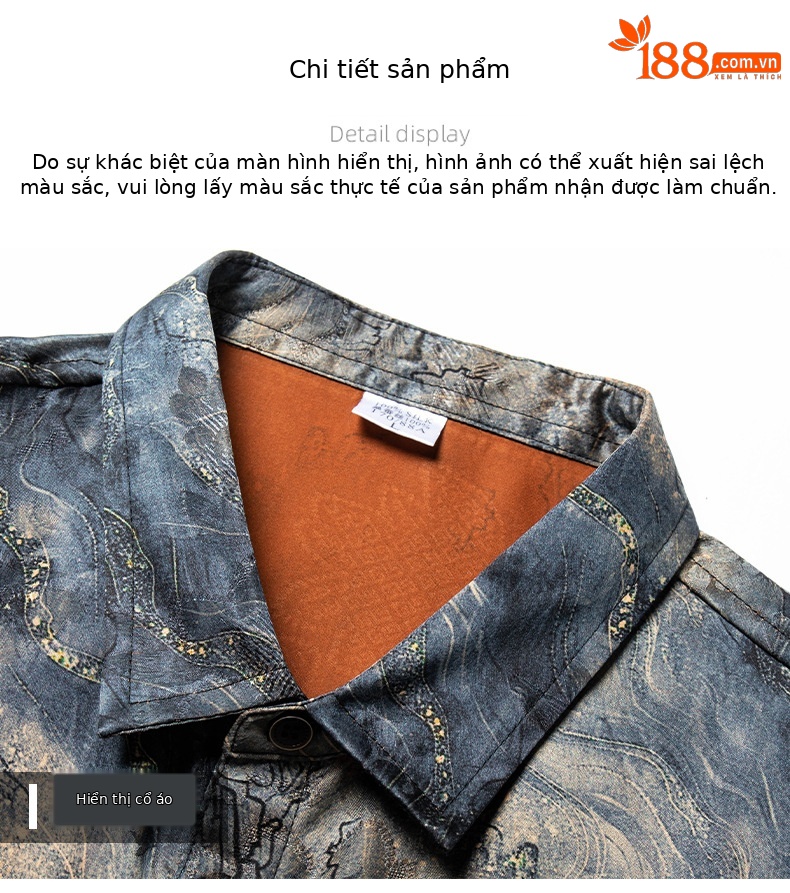 Áo sơ mi nam ngắn tay lụa Mulberry Silk rộng rãi mùa hè — Xám 26625 chi tiết 12