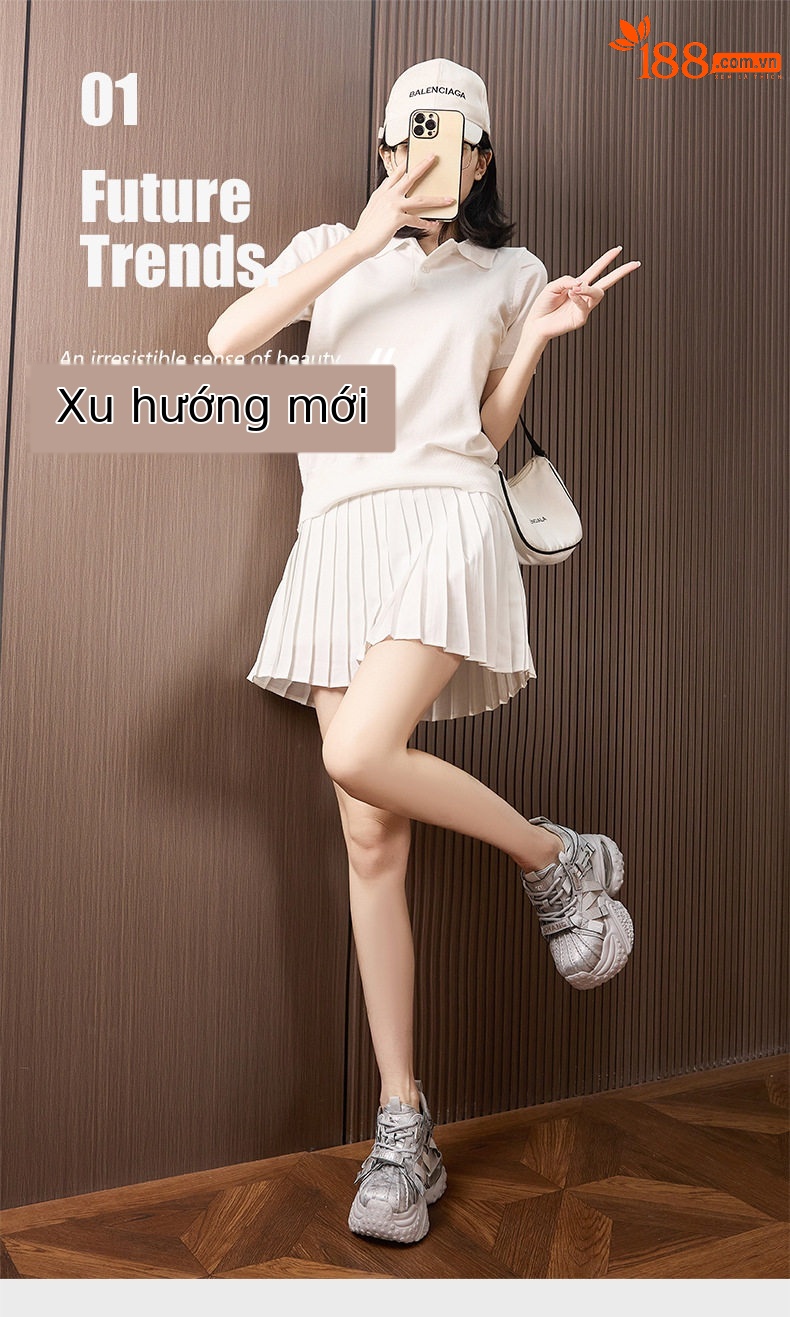 Giày sandal cao gót nữ hở mũi quai ngang dây buộc gót siêu cao 8 cm — Trắng, Bạc chi tiết 2