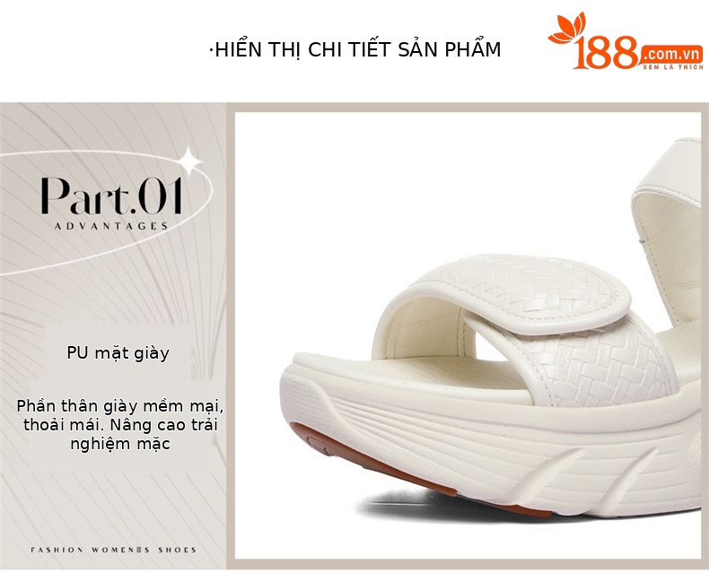 Dép sandal nữ quai chữ V đế dày mềm mại phong cách La Mã — 1926-1 Màu be, 1926-1 Champagne màu sắc chi tiết 6