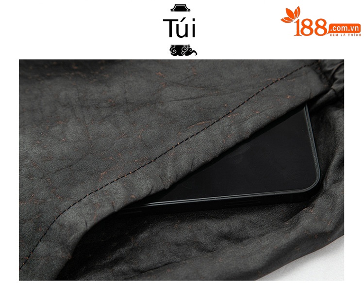 Quần lụa tơ tằm nam dài mùa hè có thắt lưng — Da đen M61105 chi tiết 12