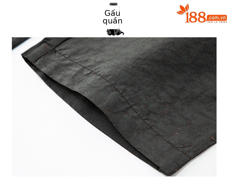 Quần lụa tơ tằm nam dài mùa hè có thắt lưng — Da đen M61105 chi tiết 13