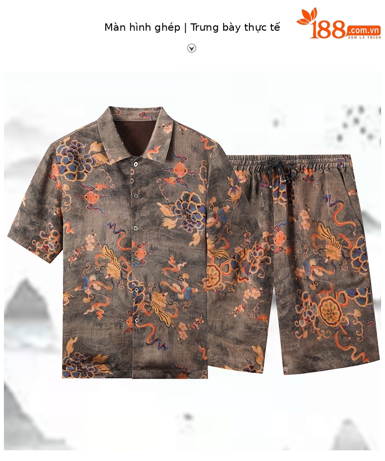 Quần short nam dáng suông chất tơ tằm cao cấp mùa hè — Màu ảnh 625A062 chi tiết 12