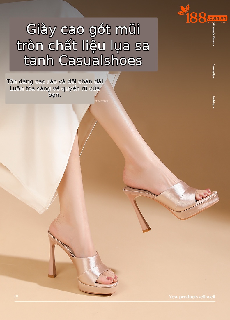 Sandal cao gót nữ quai ngang mũi hở, gót siêu cao 11 cm, đế platform dày dặn — Đen - 11cm chi tiết 1