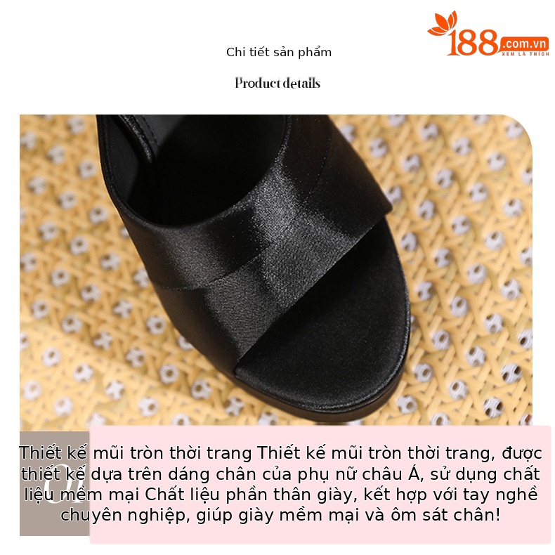 Sandal cao gót nữ quai ngang mũi hở, gót siêu cao 11 cm, đế platform dày dặn — Đen - 11cm chi tiết 3