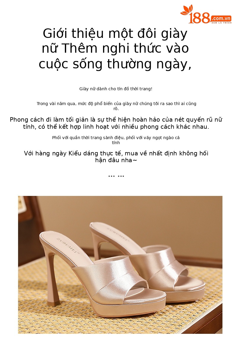 Sandal cao gót nữ quai ngang mũi hở, gót siêu cao 11 cm, đế platform dày dặn — Đen - 11cm chi tiết 2