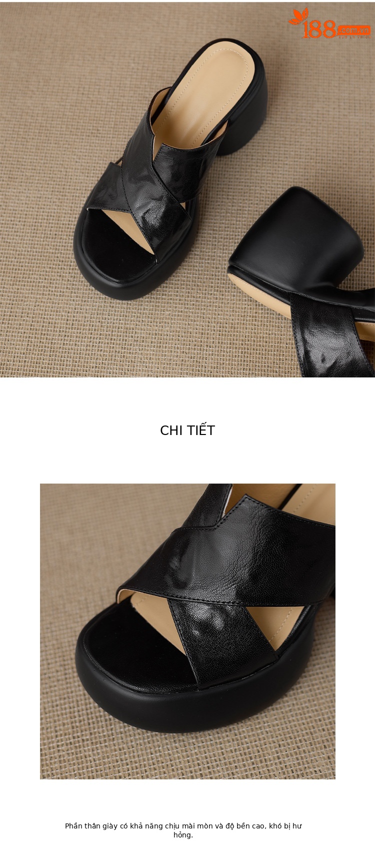 Sandal cao gót nữ quai chéo hở mũi đế platform đế dày gót 9 cm — màu đen, màu trắng ngà chi tiết 14
