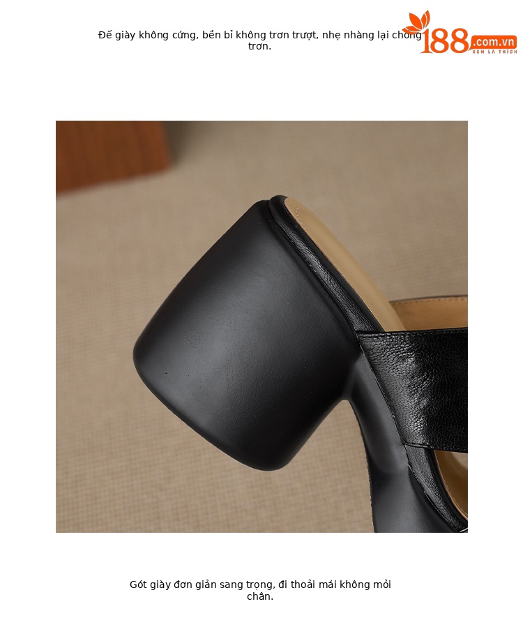 Sandal cao gót nữ quai chéo hở mũi đế platform đế dày gót 9 cm — màu đen, màu trắng ngà chi tiết 15