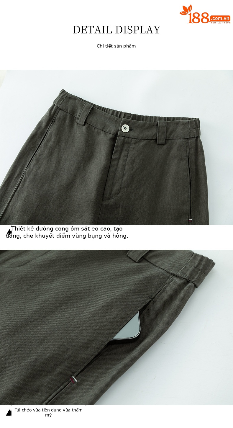 Quần culottes nữ ống rộng phong cách tối giản chất liệu lanh pha sợi thiên ti mỏng nhẹ dáng suông dài 9 phân — Chín điểm - 86193-1 Trắng chi tiết 16