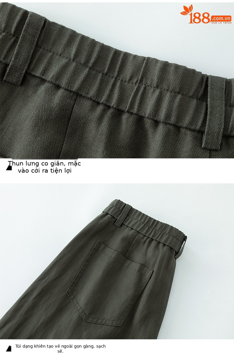 Quần culottes nữ ống rộng phong cách tối giản chất liệu lanh pha sợi thiên ti mỏng nhẹ dáng suông dài 9 phân — Chín điểm - 86193-1 Trắng chi tiết 18