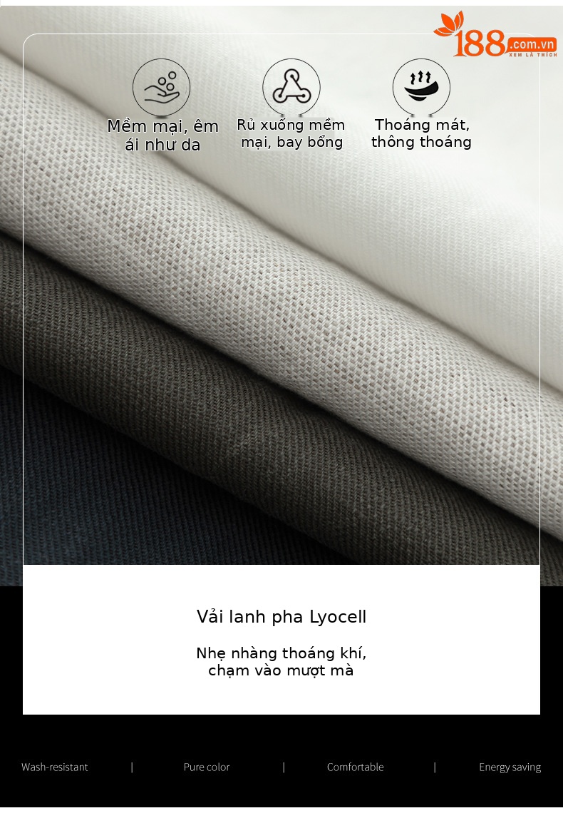 Quần culottes nữ ống rộng phong cách tối giản chất liệu lanh pha sợi thiên ti mỏng nhẹ dáng suông dài 9 phân — Chín điểm - 86193-1 Trắng chi tiết 3