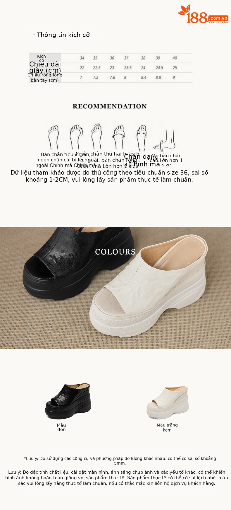 Dép sandal nữ quai chữ V đế xuồng cao gót ẩn, mũi hở, da PU chống nước — màu đen, màu trắng ngà chi tiết 3