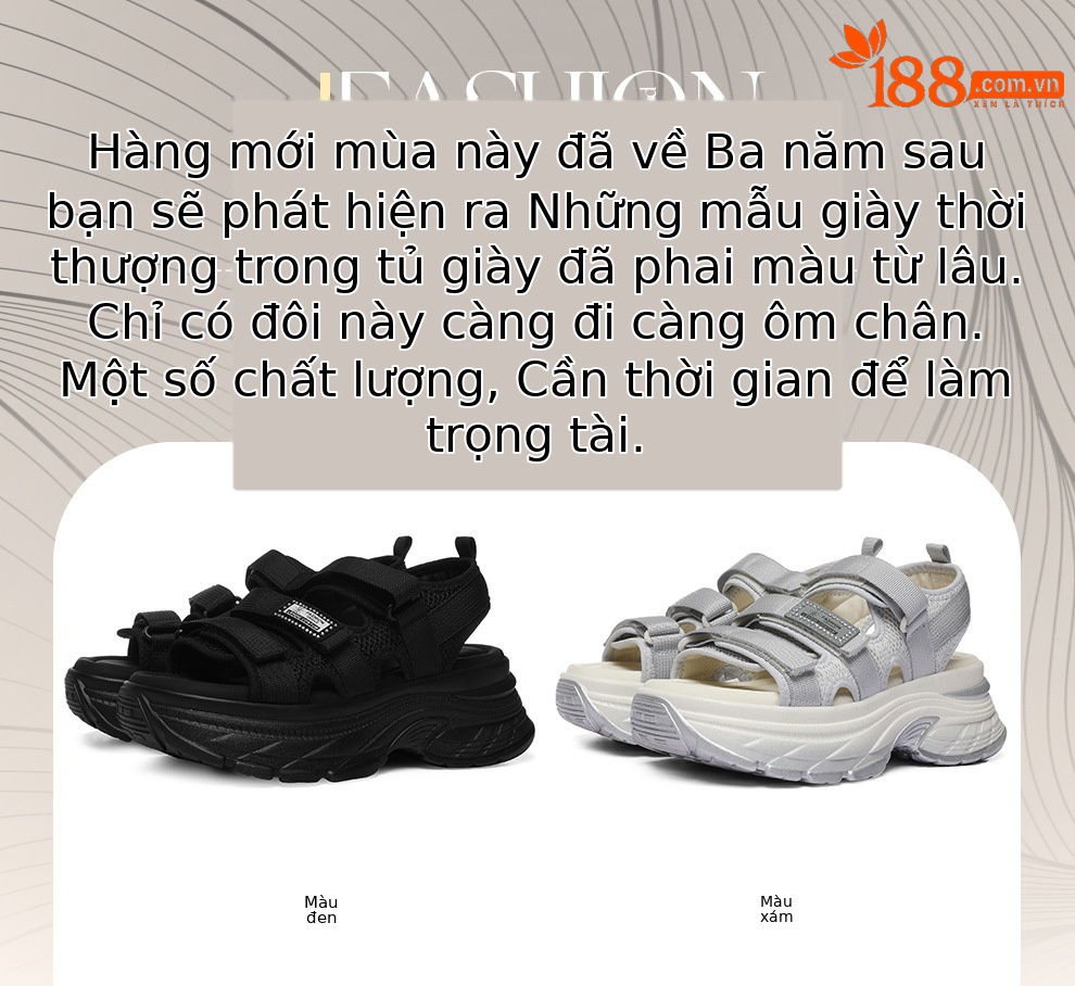 Sandal thể thao nữ đế dày quai dán 2026 — 6117 Da đen, 6117 Xám chi tiết 1