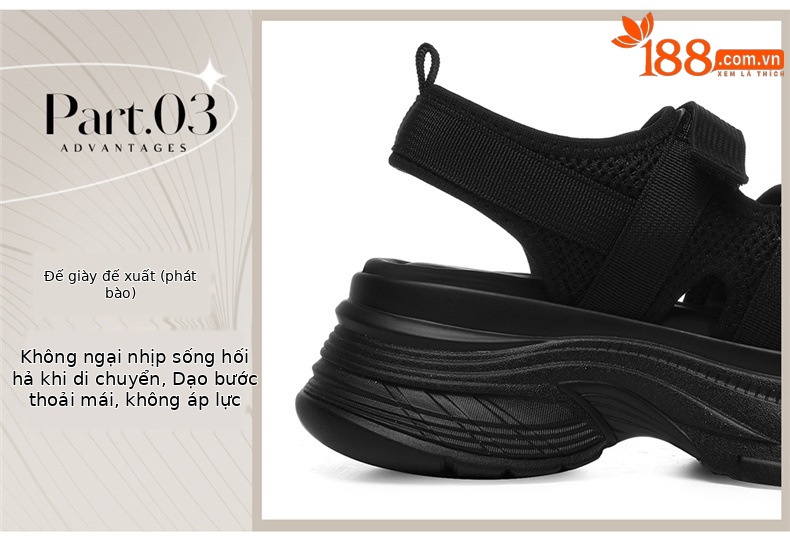 Sandal thể thao nữ đế dày quai dán 2026 — 6117 Da đen, 6117 Xám chi tiết 12