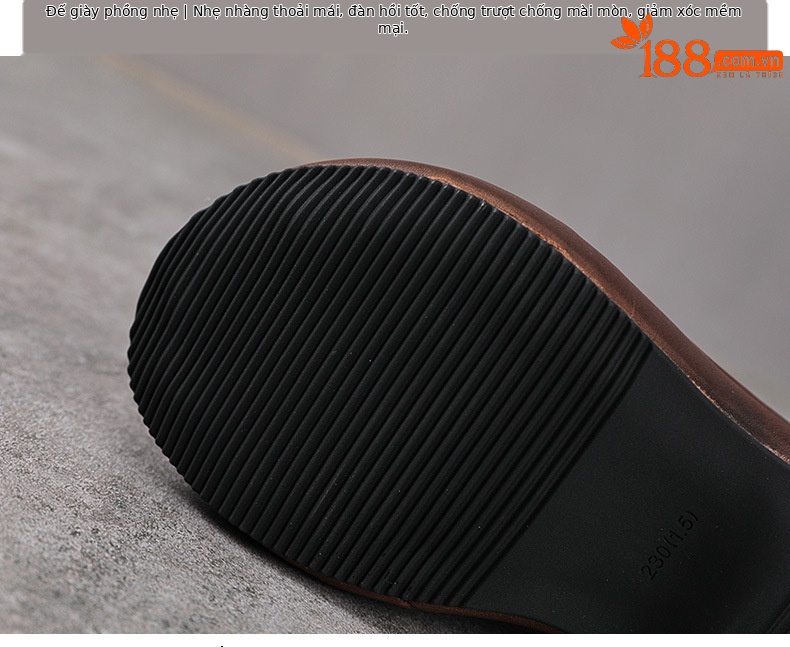 Dép sandal nữ quai chữ V đế xuồng cao gót 8 cm da bò thật — màu đen chi tiết 7