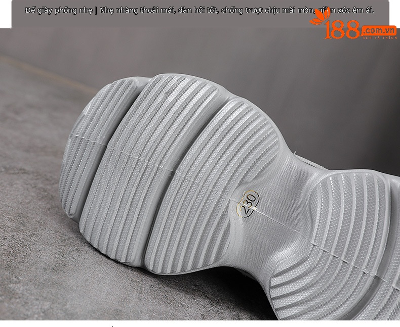 Giày sneaker nữ chunky đế dày da phối đá mesh thoáng khí — màu hồng chi tiết 7