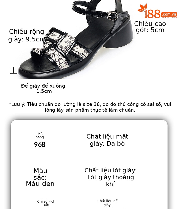 Sandal nữ quai ngang đan dây gót vuông đế dày — màu đen chi tiết 9