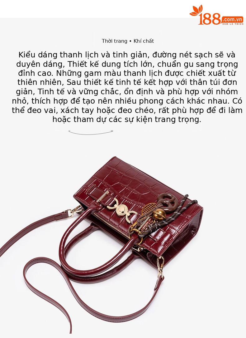 Túi tote da nữ đáy rộng họa tiết vảy cá sấu phong cách phương Tây chi tiết 4