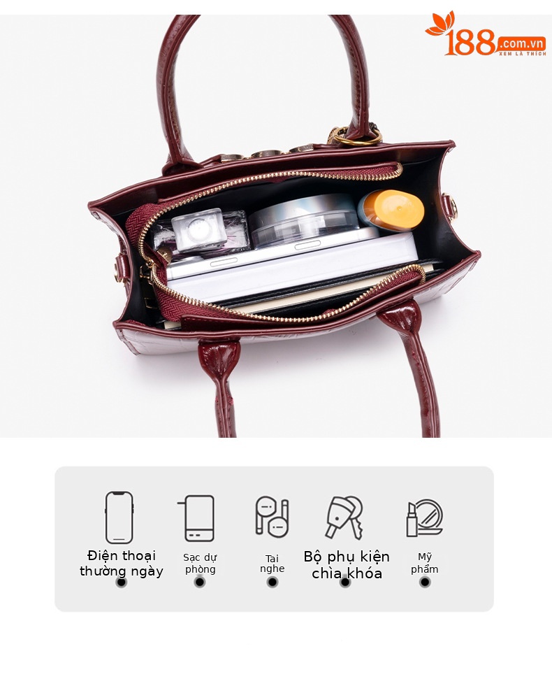 Túi tote da nữ đáy rộng họa tiết vảy cá sấu phong cách phương Tây chi tiết 9