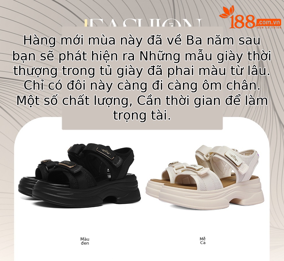 Sandal thể thao nữ đế dày hở mũi phong cách chunky — 6137 Da đen, 6137 mét cà phê chi tiết 1
