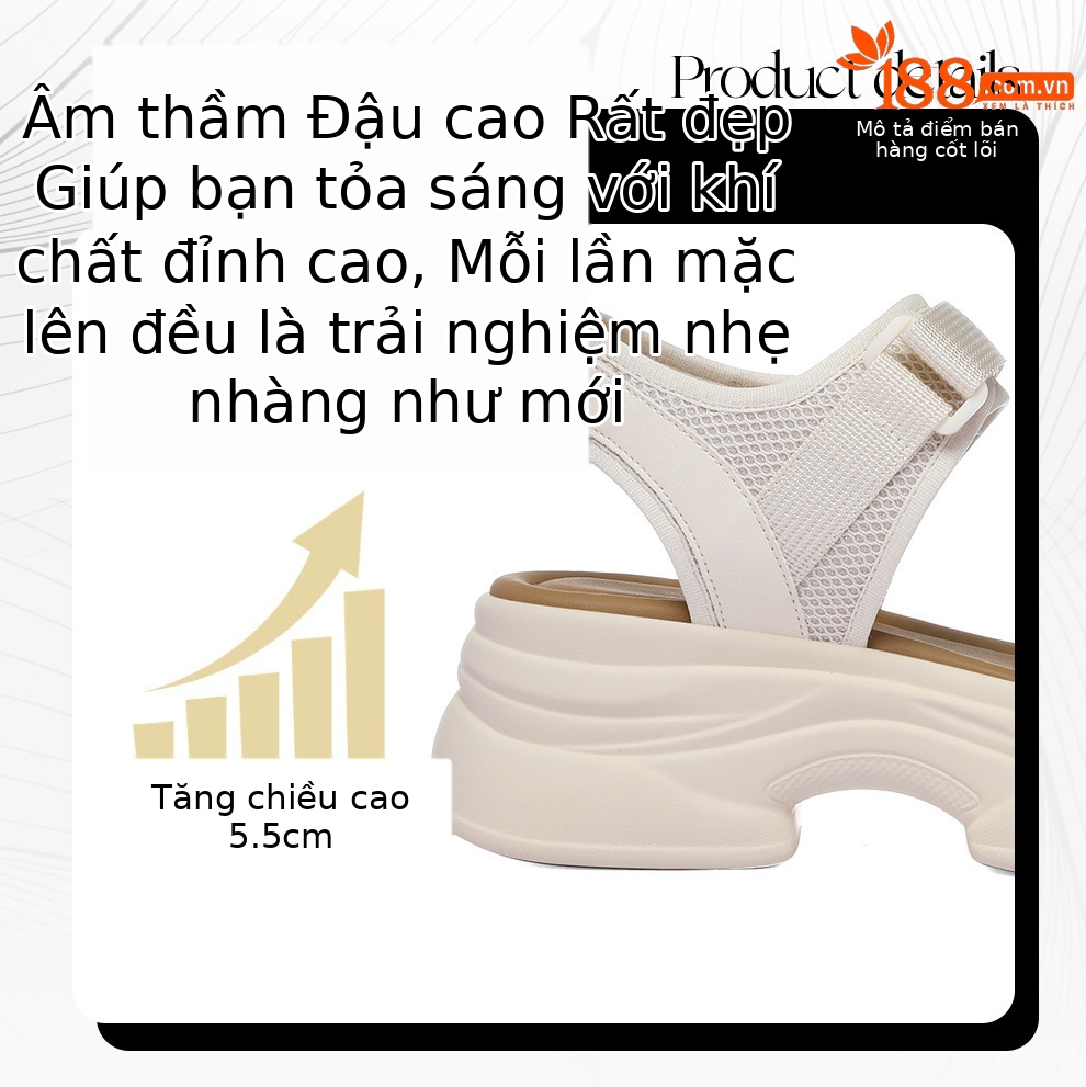 Sandal thể thao nữ đế dày hở mũi phong cách chunky — 6137 Da đen, 6137 mét cà phê chi tiết 3