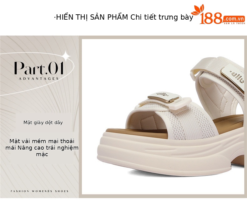 Sandal thể thao nữ đế dày hở mũi phong cách chunky — 6137 Da đen, 6137 mét cà phê chi tiết 6