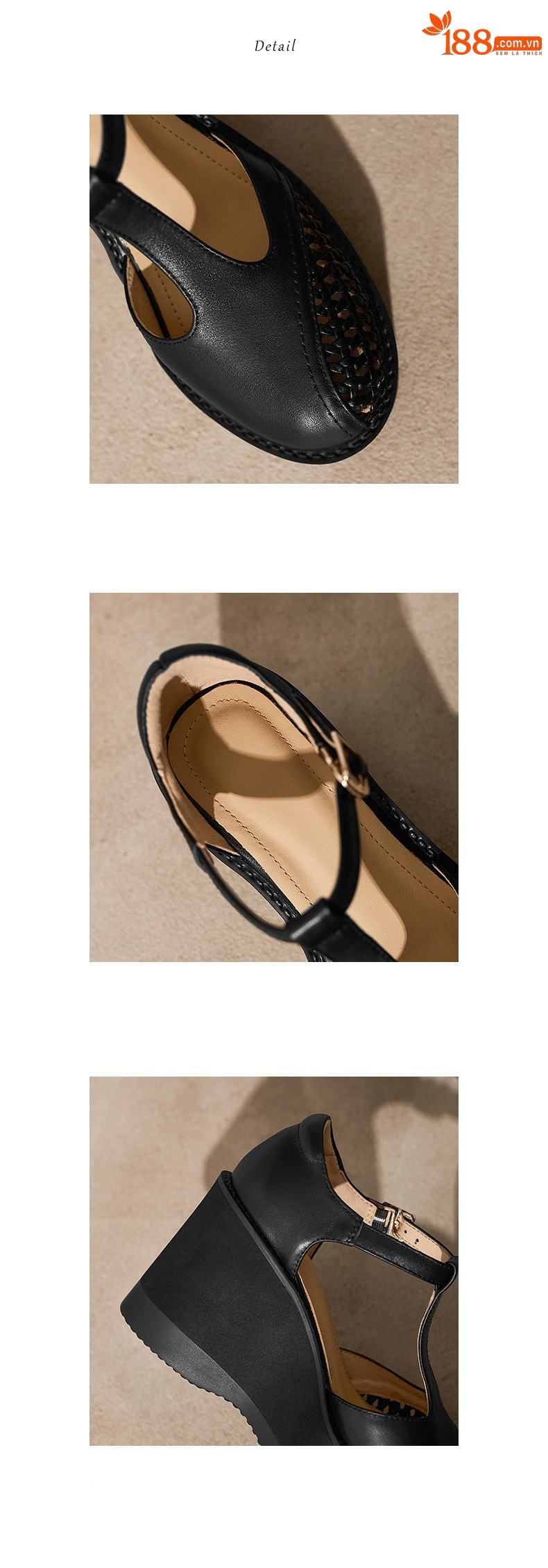 Sandal cao gót nữ quai ngang khóa T, đế dày platform, gót 9.5 cm — đen chi tiết 12
