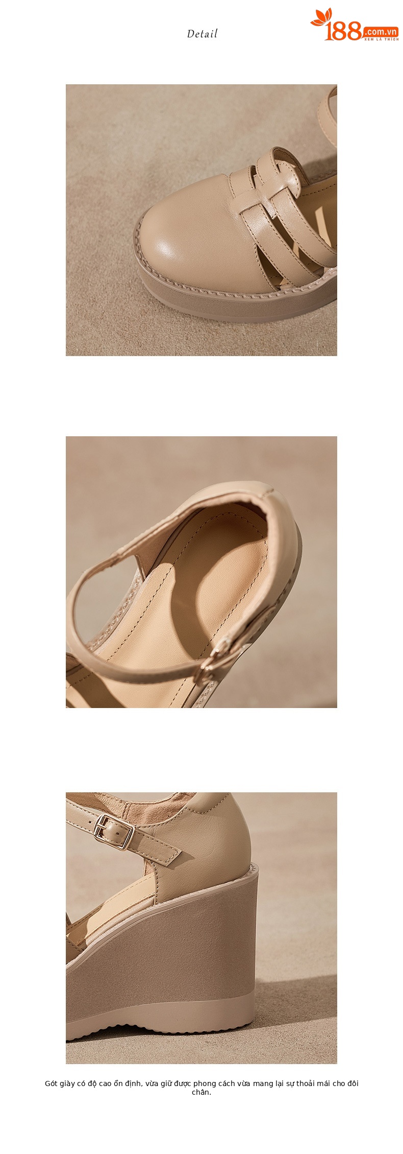 Sandal cao gót nữ đế dày 9,5 cm, mũi bít, dệt chéo, phong cách tổ chim — màu trắng ngà chi tiết 12
