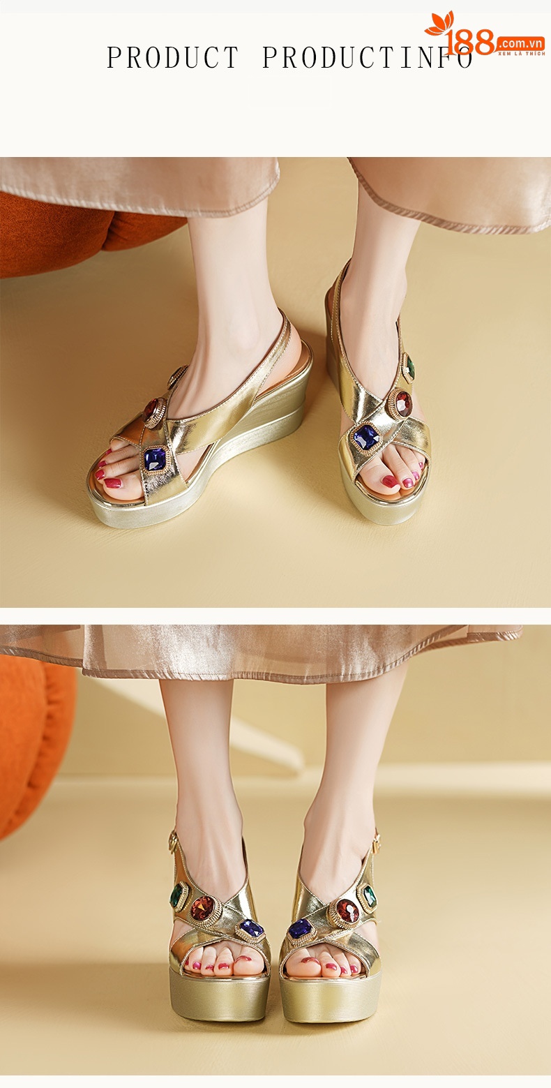 Sandal cao gót nữ hở mũi quai khóa mũi vuông đế dày gót 9.5 cm — màu vàng chi tiết 1