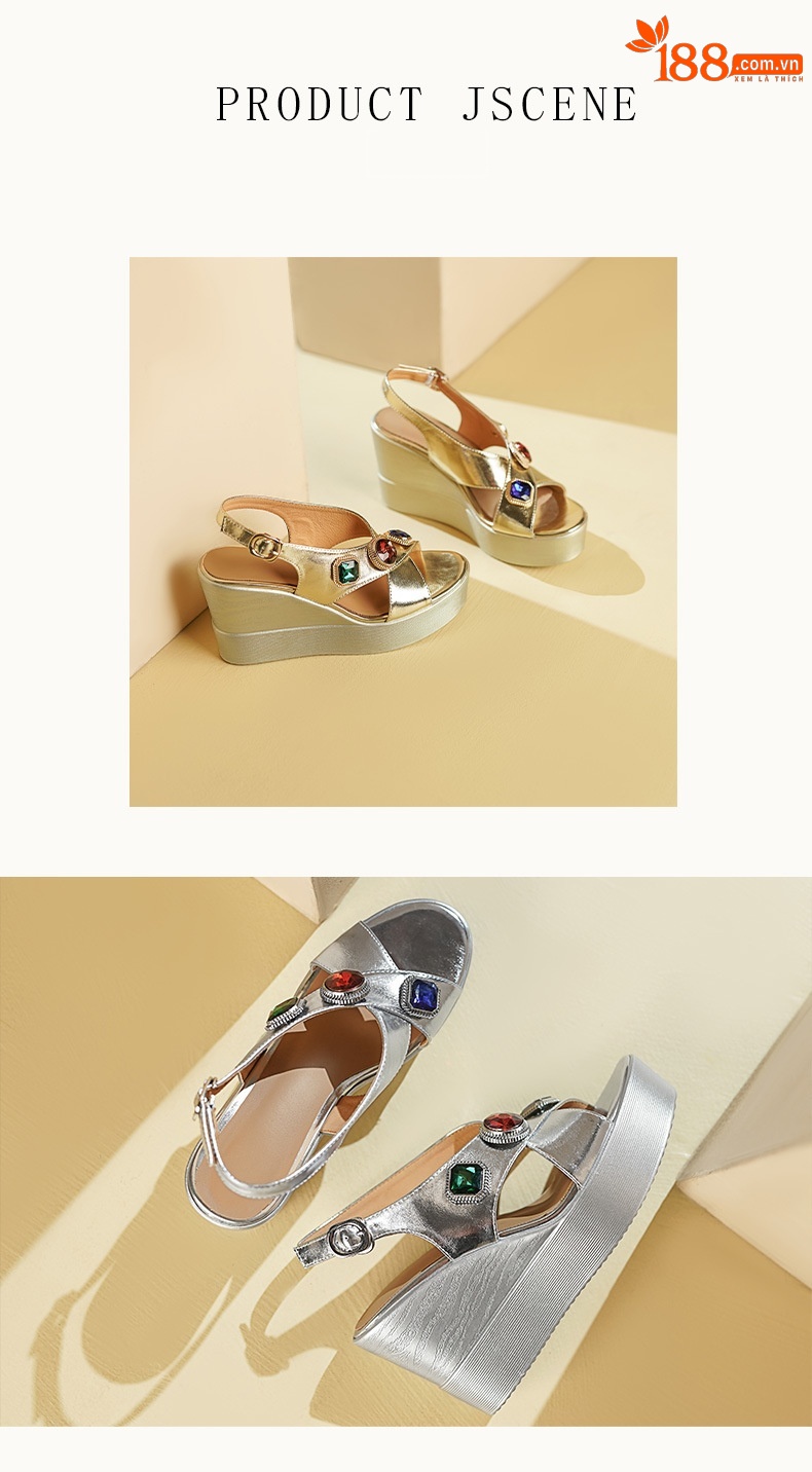 Sandal cao gót nữ hở mũi quai khóa mũi vuông đế dày gót 9.5 cm — màu vàng chi tiết 4