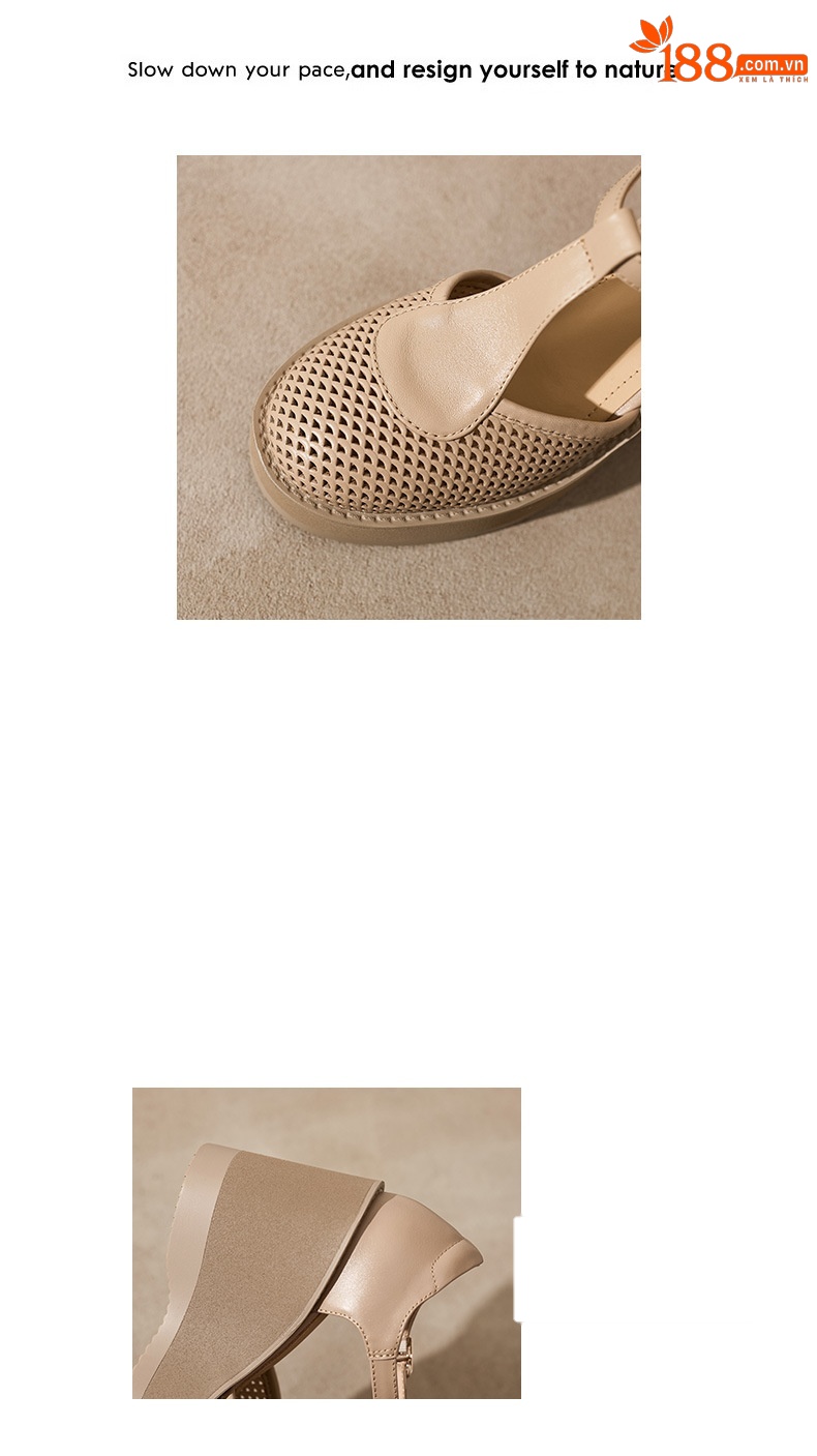 Sandal cao gót nữ đế dày 9.5 cm quai khóa chữ T phong cách tổ chim — màu trắng ngà chi tiết 2