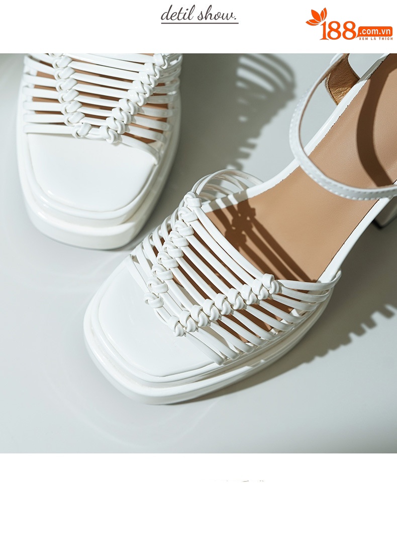 Sandal cao gót nữ hở mũi quai mảnh đan chữ một, gót 13 cm — màu vàng chi tiết 9