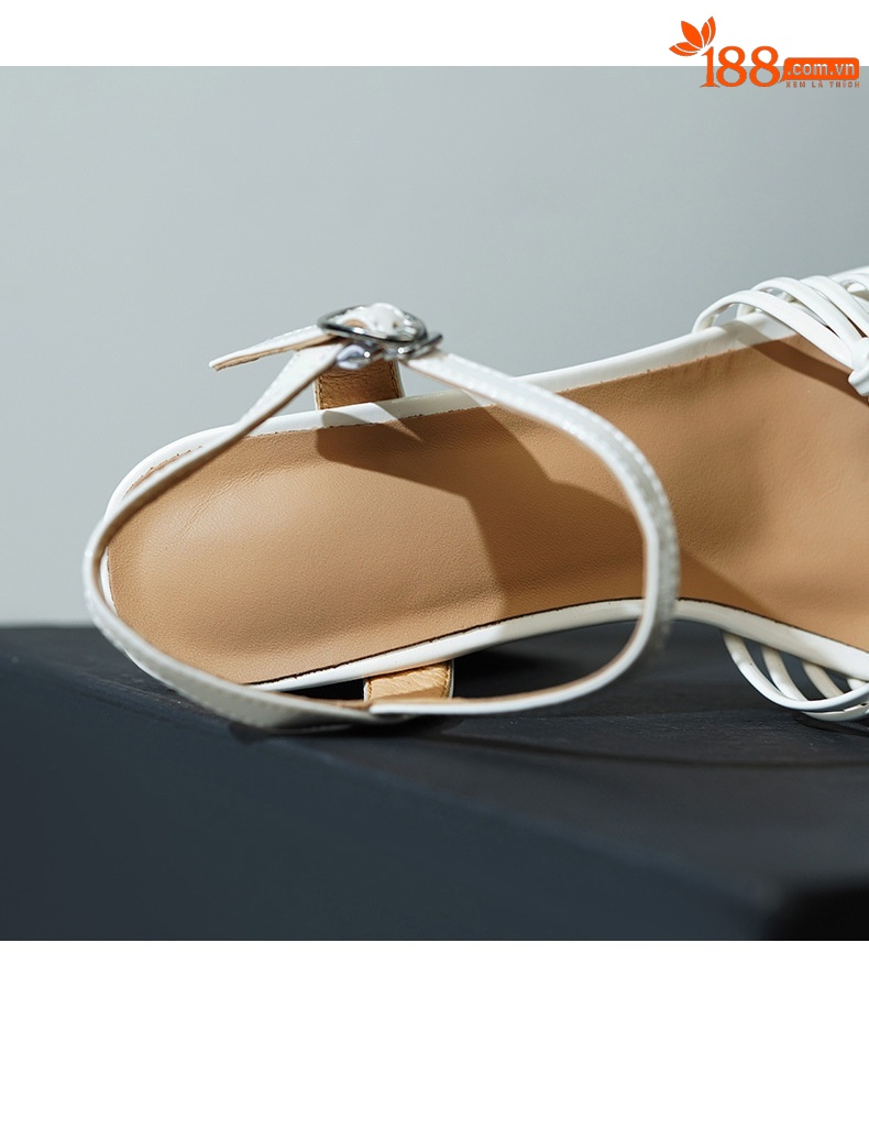 Sandal cao gót nữ hở mũi quai mảnh đan chữ một, gót 13 cm — màu vàng chi tiết 10